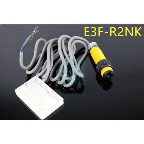 1Pcs E3F-R2NK DC NPN NO 2m Three Wires M18 Detection Distance Photoelectric Sensor Optical Sensor