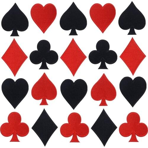 Fashion Playing Cards Embroidery Cloth Stickers Spades Red Hearts Clothing Bags Personalized Accessories Patches