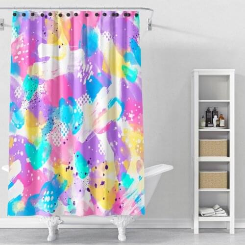 Customize Toilet Bathroom Waterproof Shower Curtains 3D Print Wave Point Style Colorful Home Modern Decoration Adult Girls