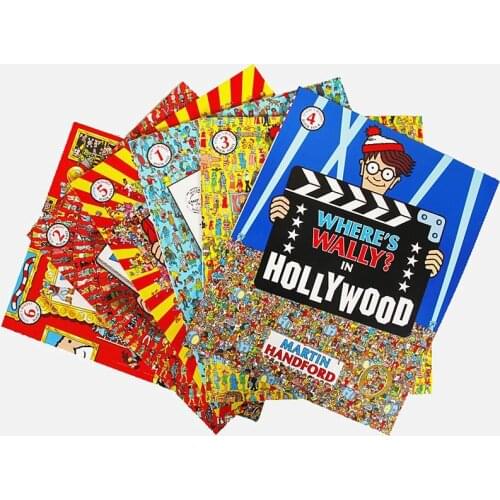 6 Pcs Big Size A4 French Books Wheres Wally Children Observation Vision Focus Train Find With Jigsaw Gift for Kids Childhood