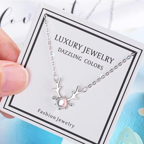 KOFSAC New Silver 925 Chain Necklace Temperament Cute Antler Moonlight Stone Pendant Torque Necklaces For Women Party Jewelry