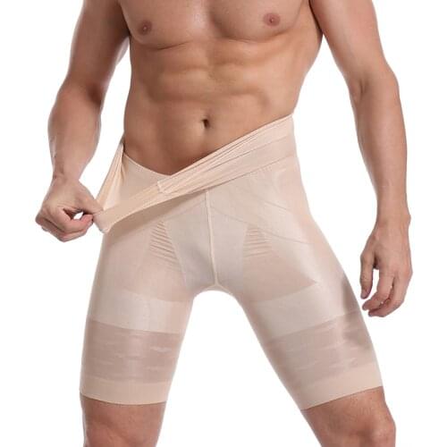 Men Body Shaper Compression Shorts Slimming Shapewear High Waist Pants Belly Control Waist Trainer Modeling Belt Male Underwear