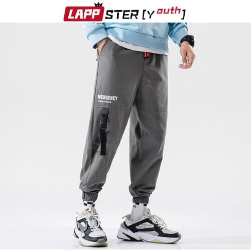 LAPPSTER-Youth Men Ribbons Streetwear Joggers 2020 Mens Korean Cargo Pants Male Vintage Casual Baggy Hip Hop Sweatpants 5XL