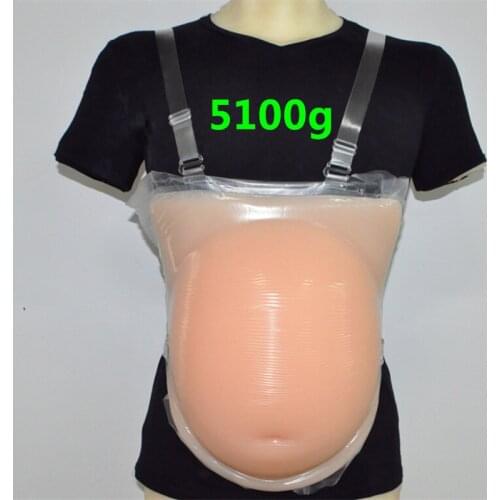 2019 Top Sale Silicone Fake Belly 5100 Meat-colored Fake Pregnant Women Twins Dressed Months To Show Fake Pregnancy Props Gift