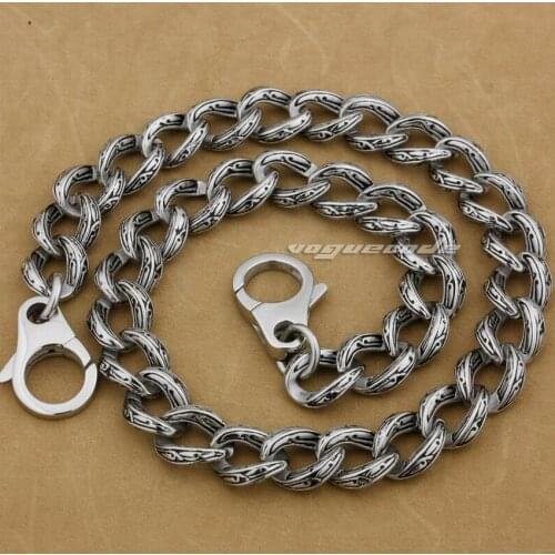 LINSION 14" ~ 36" Solid 316L Stainless Steel Mens Biker Rocker Punk Wallet Chain 5C016WC 3P3