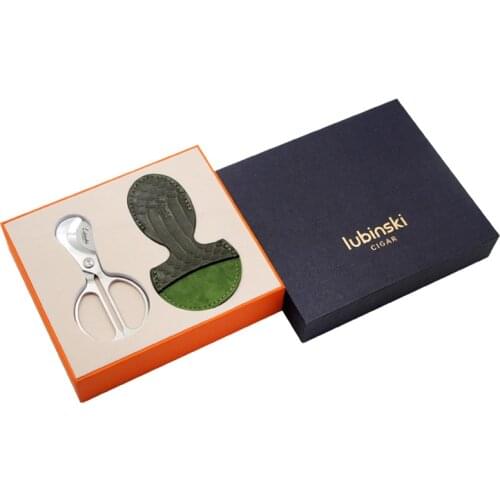 LUBINSKI Stainless Steel Honeycomb Pattern Cigar Scissors Super Sharp Cigar Cutter Scissors Tobacco W/Leather Case For COHIBA