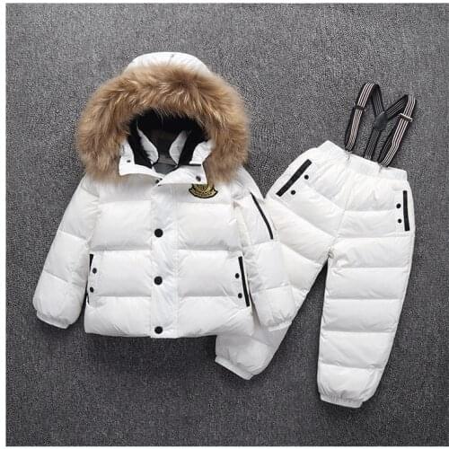 Girls Ski Suit Winter Children Clothing Set Thicken Fleece Flowers Jacket Coat+Overalls Warm Windproof Kids Girls Snowsuit T13