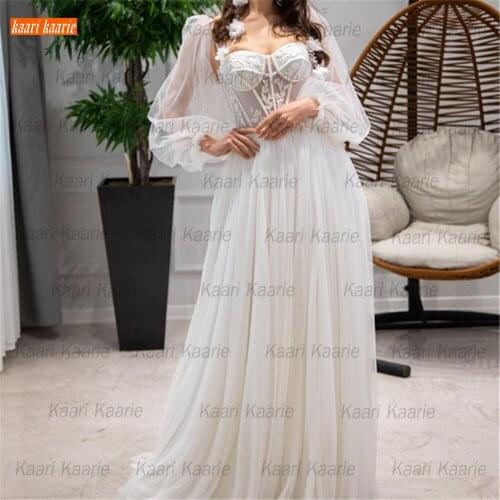 Fashionable White Lace Up Wedding Dresses 2021 vestido de casamento Tulle Transparent vestido de noiva Bridal robe de mariée