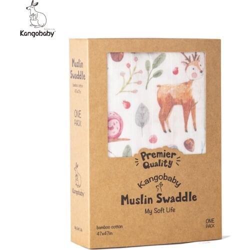 Kangobaby Premier Quality Bamboo Cotton High-density Muslin Swaddle Receiving Blanket Newborn Baby Gift Decor Accessory