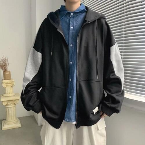 Cardigan sweater mens autumn and winter ins trend hooded plus velvet clothes casual loose 2021 Japanese new jacket