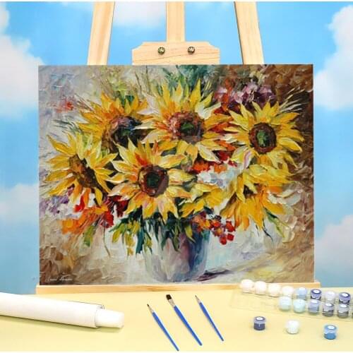 Sunflowers Coloring By Numbers Painting Set Acrylic Paints 50*70 Oil Painting Handmade Children Wall Art Drawing