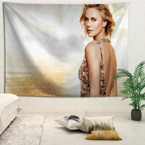 Custom Charlize Theron printed Background cloth wall covering room bedside cloth modern large painting Nordic fabric tapestry