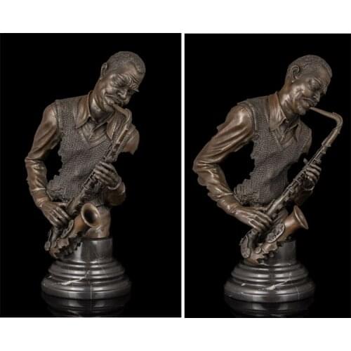 Home LIVING ROOM wall TOP Decor ART--41 CM POP ROCK music Crazy Sax bronze statue sculpture Decoration brass decorative