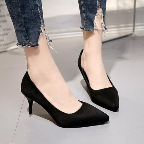 NEW 8CM PUMPS 2020 new foreign trade 33-43 yards high heels autumn pointed high heels wild color fashion street beat