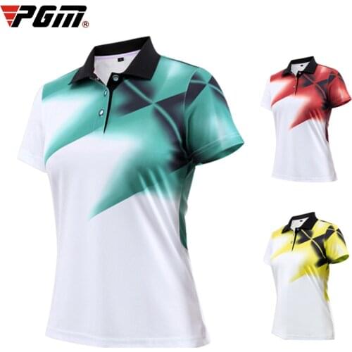 Pgm Golf Clothing Women Short Sleeve Summer Breathable Sports T Shirt Golf Slim Training Apparel Lady Top Jersey Size S-XL