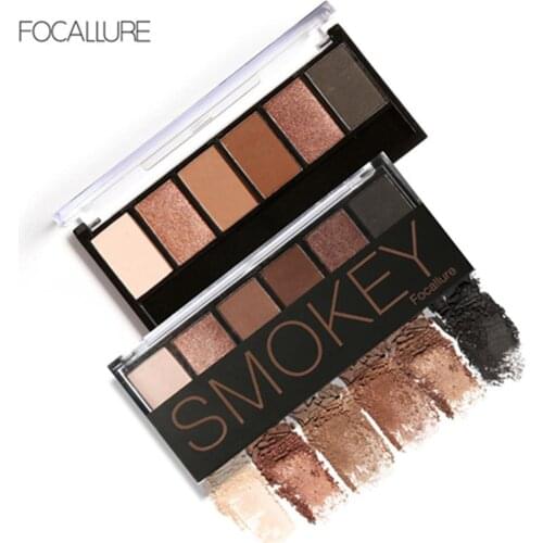 Focallure Smokey Eyeshadow Palette Silky Smooth 6 Color Eye Shadow Waterproof Shimmer Glitter Eye Makeup Set
