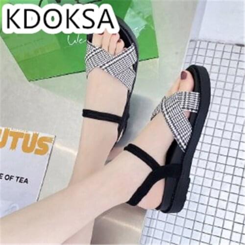 Summer 2021 New Web Celebrity Casual Sandal Feminine Fairy Flat Student Simple Fresh Roman Shoe Trend