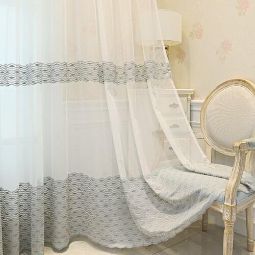 Grey Geometric Sheer Curtains for Bedroom Jacquard Rhombus Organza Transparent Fabric Balcony Window Treatment Drapes