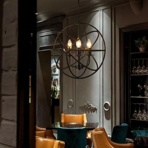 Orb Retro Chandeliers Lighting Kitchen Island Bar Dining room Round Ball Chandelier Loft Industrial Decor E14 Candle Chandelier