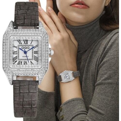Luxury Fashion Women Watches Shining Dial Design Qualities Ladies Quartz Wristwatches Retro Rectangle Female Leather Clock Gifts