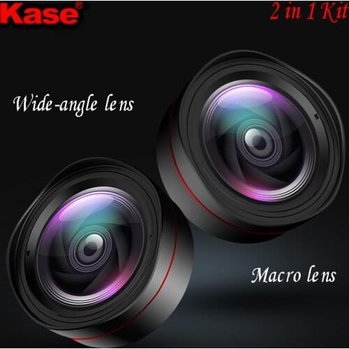 Kase Wide-angle Lens + Macro Lens With Adapter Clip 2 in 1 Kit For Mobile Phone