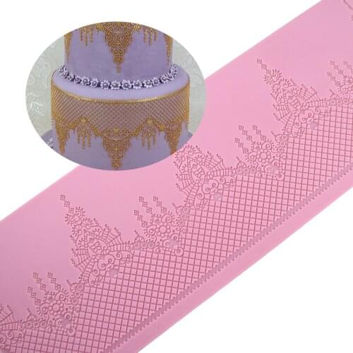 390mm*110mm Silicone Cake Lace Mold Baking Mat / Mold Edible Sugar Lace Mould Silicone Cake Lace Mat Mat Pastry Bakeware Tools