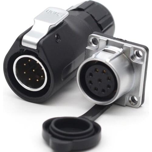 XHP20, Solar Energy DC Waterproof Connector 9 Pin Power Cable Circular Industrial Male Plug Female socket IP67