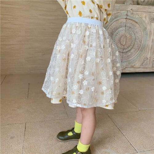2020 Toddler Girls Skirts Fashion Korean Lace Flowers Skirt for Girls Autumn High Quality Princess Skirts 2 3 4 5 6 7 Years New