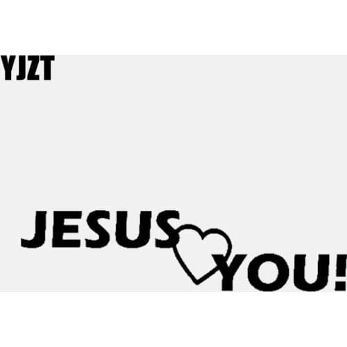 YJZT 13.7CM*3.5CM Funny Car Sticker Vinyl Decal JESUS Love You Christianity Black/Silver C3-1264