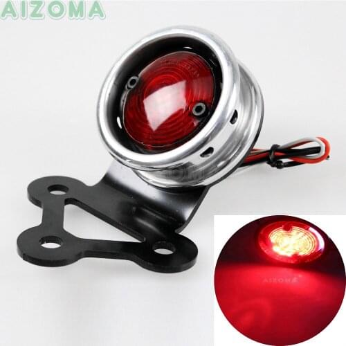 Silver Fanalino Fanale Cafe Racer Tail Light Upgrade LED License Running Light For Triumph Honda Yamaha Harley Drilled Holes