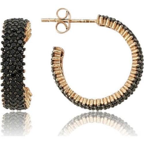 Womens Silver Three Row Black Tamtur Earrings