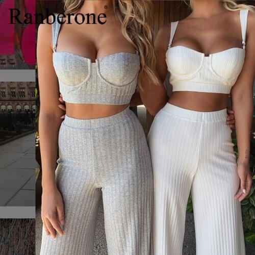 2 Piece Set Womens Tracksuit Sexy Vest + Wide-leg Pants Casual Suit Women Gym Fitness Running Outfit Workout Tracksuit