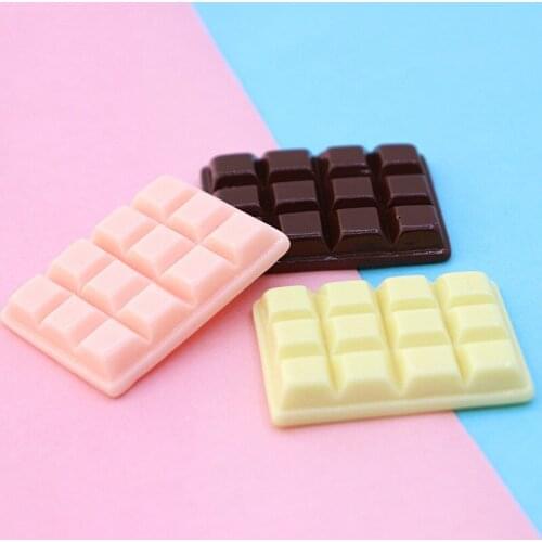 10pcs Simulation Flatback Big Chocolate Block Diy Resin Cabochon Scrapbooking Parts Craft Cake Decoration For Embellishments