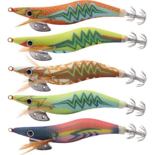 10Pcs Luminous Squid Jig 2.5# 3.0# 3.5# 4.0# Fishing Wood Shrimp Lure Octupus Cuttlefish bait Jigging Lure Fishinig Tackle