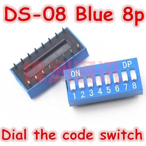 20Pcs/Lot DS-08 2.54MM 8P DIP Dial The Code Switch/Toggle Switch/Coding Switch 8P Blue Dial The Code Switch