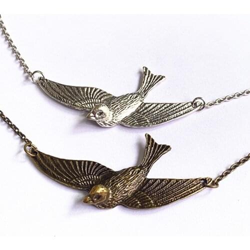 2020 Fashion Retro Peter Pan Big Swallow Pendant Necklace, Antique Bronze Collar, Rockabilly Bird Choker For Women Gifts Jewelry