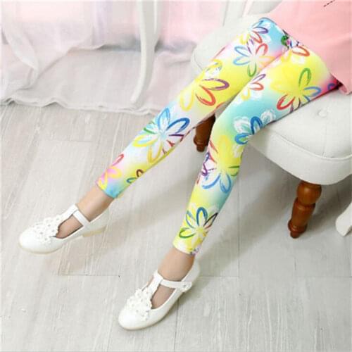 Girls Pencil Pants Spring Autumn Kids Leggings Children Flower Printed Skinny Pants 1-11 Years Girl Cotton Trousers