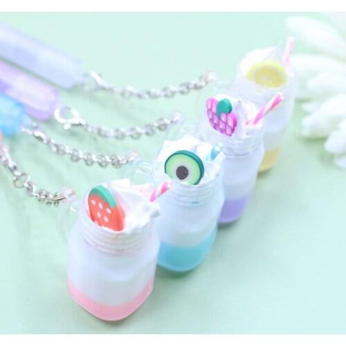 36 pcs/lot Kawaii Fruit Milk Tea Pendant Gel Pen Cute 0.5mm Black Ink Neutral Pens Promotional Gift Stationery School Supply