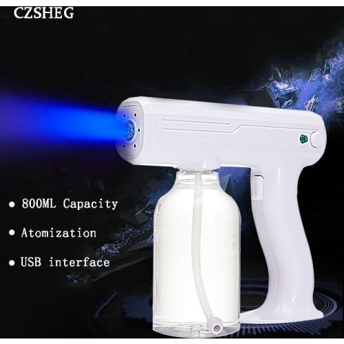800 ML Wireless Electric Sanitizer Sprayer Disinfects Blue Light Nano Steam Spray Gun Sterilizing Nano Spray Gun For Home Office