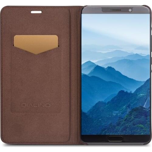QIALINO Business Style Genuine Leather Case for Huawei Mate 10 Ultra Slim Flip Cover for 5.9 inch