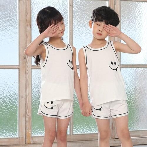 ChildrenS T-Shirt Shorts Suit For Boys Girls Baby Fashion Soft Cotton Clothing Summer Toddler Lovely Kids Sleeveless Vest Set