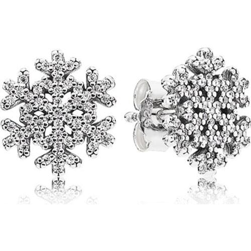 S925 Silver Geometric Frosty Wind Snowflake Stud Earrings Hollow Petal White Camellia Snowflake Stud Earrings Original Jewelry