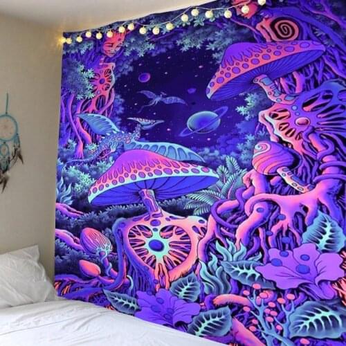 Hippie Tapestry Trippy Mushroom Psychedelic Background Cloth Background Wall Decoration Cloth Tapestry Home Art Deco Mural Tapes
