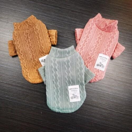 Classic Solid Dog Sweater Winter Pullover Knitted Crochet Clothes for Small Dogs Chihuahua Cat Christmas Pet Costume Jersey