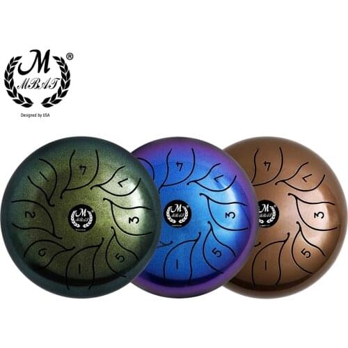 M MBAT 5.5 Inch Steel Tongue Drum 8 Tone Mini Hand Pan Tank Drum Ethereal Drums Percussion Instrument Meditation Beginner Gift