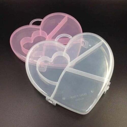 Cartoon Heart Pink Clear Plastic Storage Box Jewelry Box Jewelry Organizer Holder Cabinets For Small objects