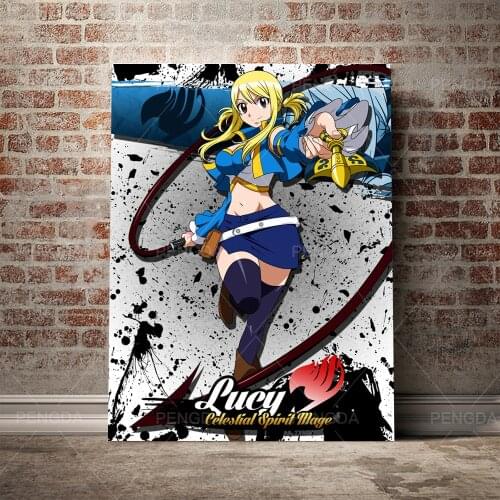 Wall Art Home Decor Main Anime Character Canvas Print Lucy Painting Fairy Tail Modular Picture Natsu Poster Modern Bedroom Frame