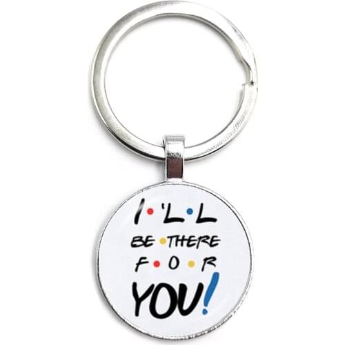 2020 Newest Friends TV Show Keychain 25th Anniversary Series Cartoon Fun Pattern Glass Dome Pendant Key Chain for Good Friend