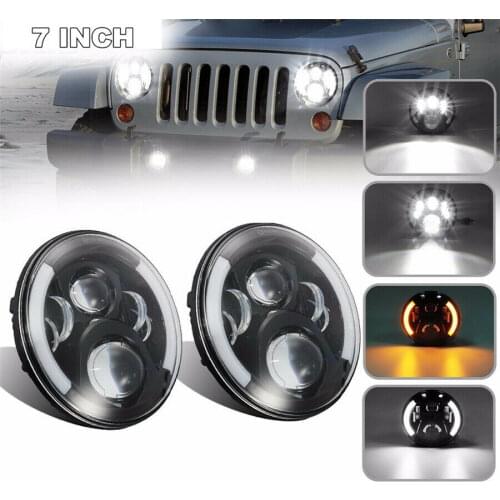 New 7 Inch Round LED Headlights Projection Headlight Kit for Jeep Wrangler JK TJ LJ lada niva 4x4 suzuki samurai Hummer H1 H2