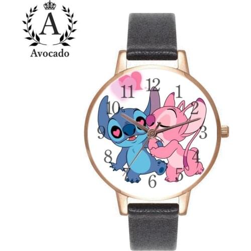 New Leather Stitch Watches Womens Watch Quartz Wristwatch Cartoon Kid Gift